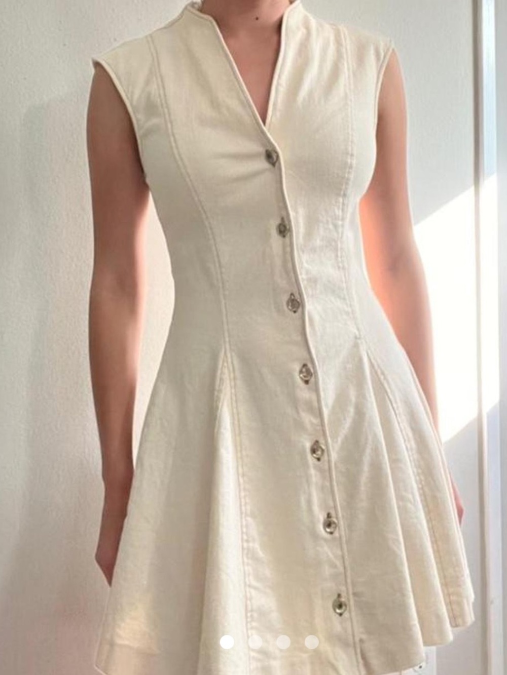 Zara Cream Sleeveless Button-Front Mini Dress